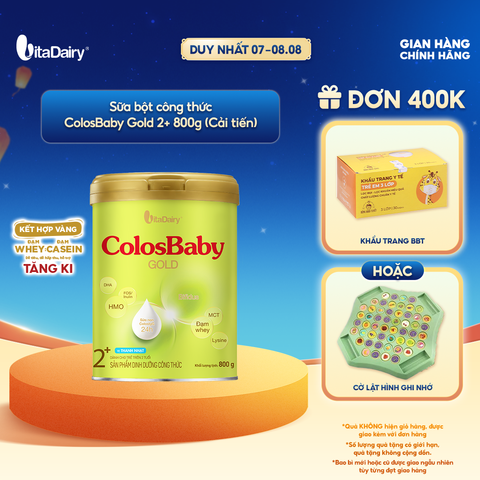  Sữa bột ColosBaby Gold 2+ cải tiến cho trẻ trên 2 tuổi – Hỗ trợ tăng cân – Lon 800g 