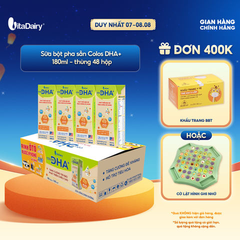  Sữa uống dinh dưỡng Colos DHA+ 180ml - thùng 48 hộp - VitaDairy 