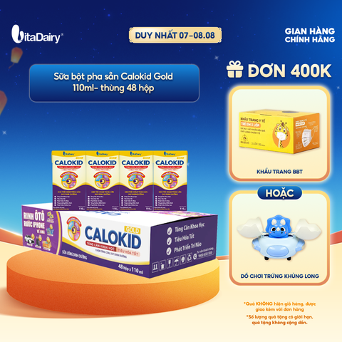 [THÙNG 48 HỘP] Thức uống dinh dưỡng Calokid Gold 110ml - Thơm ngon dễ uống, Bé thích mê 