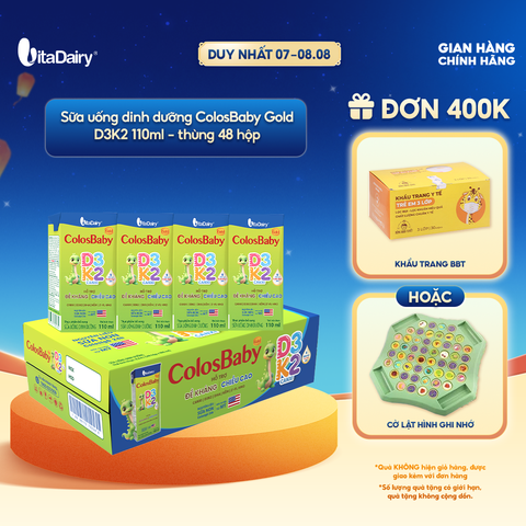 [THÙNG 48 HỘP] Sữa uống dinh dưỡng ColosBaby Gold D3K2 110ml 