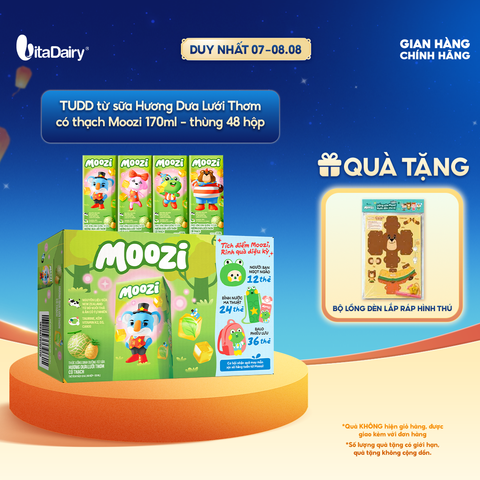  Thức uống dinh dưỡng từ sữa Hương Dưa Lưới Thơm có thạch Moozi 170ml - Thùng 48 hộp 