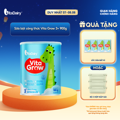  Sữa bột VitaGrow cải tiến 3+ cho trẻ trên 3 tuổi – Bổ sung năng lượng, giúp phát triển chiều cao – Lon 900g 
