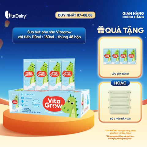  Sữa uống dinh dưỡng Vitagrow cải tiến 180ml - Thùng 48 hộp 