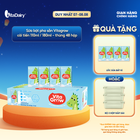  Sữa uống dinh dưỡng Vitagrow cải tiến 110ml - Thùng 48 hộp 
