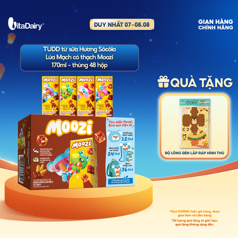  Thức uống dinh dưỡng từ sữa Hương Sôcôla Lúa Mạch có thạch Moozi 170ml - Thùng 48 hộp 