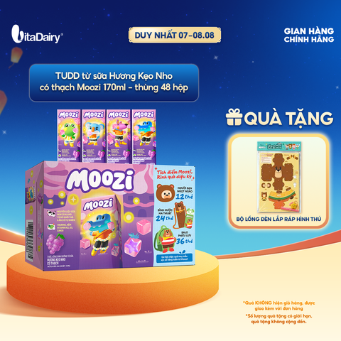  Thức uống dinh dưỡng từ sữa Hương Kẹo Nho có thạch Moozi 170ml - Thùng 48 hộp 
