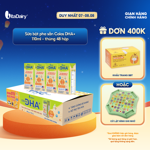  Sữa uống dinh dưỡng Colos DHA+ 110ml - Thùng 48 hộp - VitaDairy 