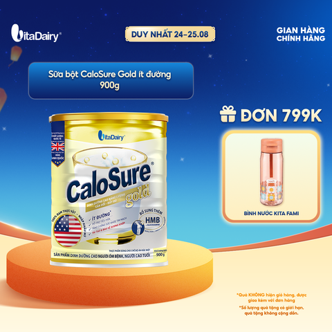  Sữa bột CaloSure Gold ít đường 900g - Bổ sung năng lượng, giúp tiêu hoá khoẻ, hỗ trợ xương khớp khoẻ 