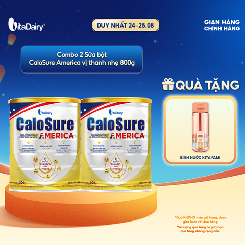  [COMBO 2 LON] Sữa bột CaloSure America vị thanh nhẹ 800g - Bổ sung năng lượng, giúp tiêu hoá khoẻ, hỗ trợ xương khớp khoẻ 