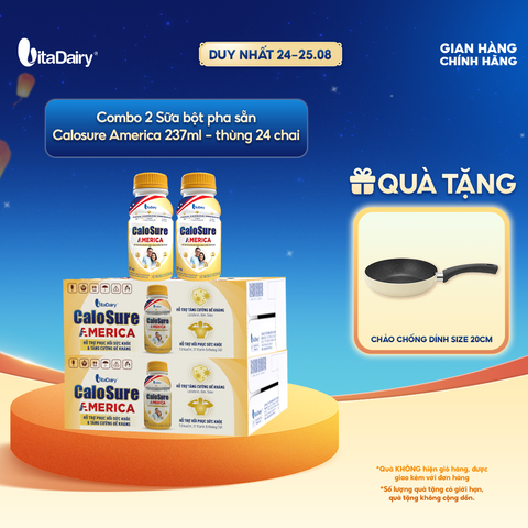  [COMBO 2 THÙNG] Sữa bột pha sẵn Calosure America - thùng 24 chai 237ml - VitaDairy 