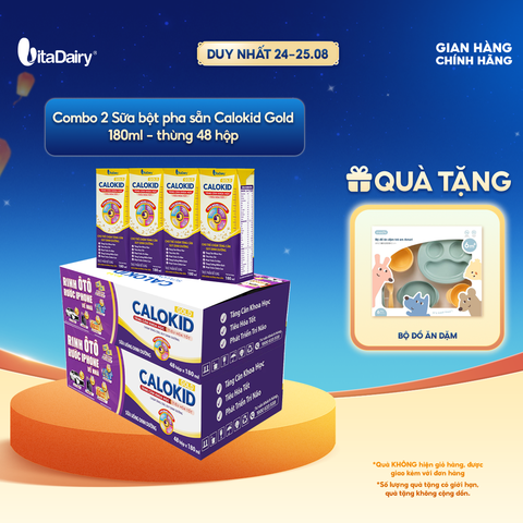  [COMBO 2 THÙNG 48 HỘP] Thức uống dinh dưỡng Calokid Gold 180ml - Thơm ngon dễ uống, Bé thích mê 