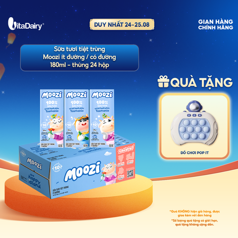  Sữa tươi tiệt trùng Moozi ít đường 180ml - Thùng 24 hộp 
