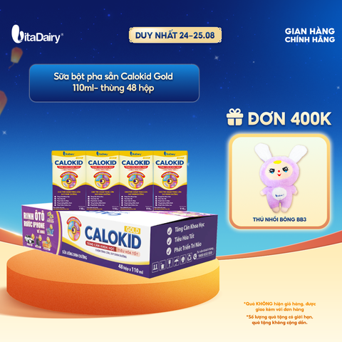  [THÙNG 48 HỘP] Thức uống dinh dưỡng Calokid Gold 110ml - Thơm ngon dễ uống, Bé thích mê 