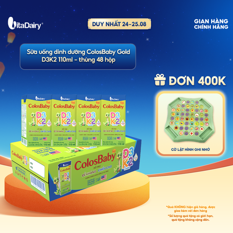  [THÙNG 48 HỘP] Sữa uống dinh dưỡng ColosBaby Gold D3K2 110ml 