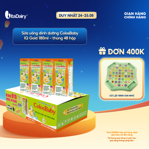  Sữa uống dinh dưỡng ColosBaby IQ Gold 180ml - thùng 48 hộp - VitaDairy 