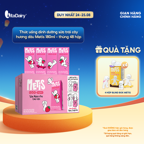  Thức uống dinh dưỡng sữa trái cây hương dâu Metis 180ml - thùng 48 hộp 