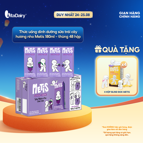  Thức uống dinh dưỡng sữa trái cây hương nho Metis 180ml - thùng 48 hộp 