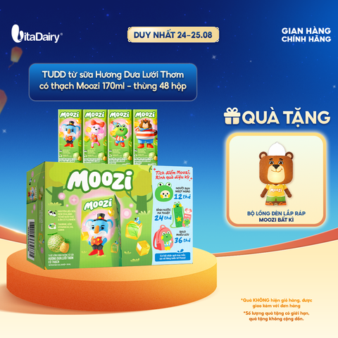  Thức uống dinh dưỡng từ sữa Hương Dưa Lưới Thơm có thạch Moozi 170ml - Thùng 48 hộp 