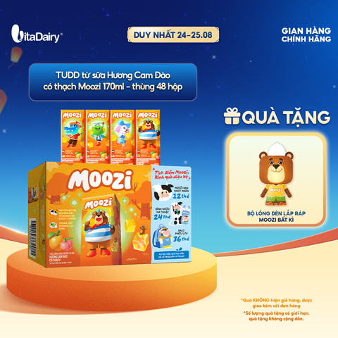  Thức uống dinh dưỡng từ sữa Hương Cam Đào có thạch Moozi 170ml - Thùng 48 hộp 