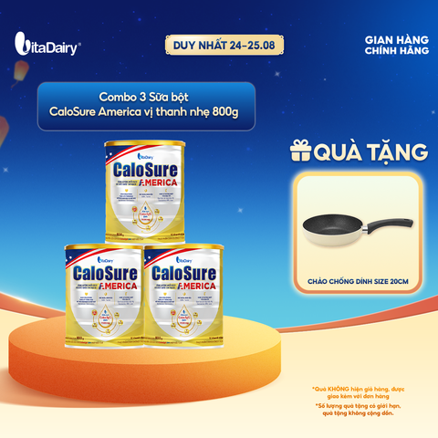  [COMBO 3 LON] Sữa bột CaloSure America vị thanh nhẹ 800g - Bổ sung năng lượng, giúp tiêu hoá khoẻ, hỗ trợ xương khớp khoẻ 