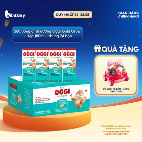  [THÙNG 24 HỘP] Sữa uống dinh dưỡng Oggi Gold Grow phát triển chiều cao, hỗ trợ hấp thu - Hộp 180ml 