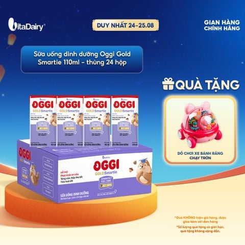  [THÙNG 24 HỘP] Sữa uống dinh dưỡng Oggi Gold Smartie phát triển trí não, hỗ trợ hấp thu - Hộp 110ml 