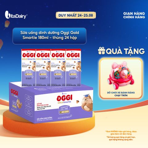  [THÙNG 24 HỘP] Sữa uống dinh dưỡng Oggi Gold Smartie phát triển trí não, hỗ trợ hấp thu - Hộp 180ml 