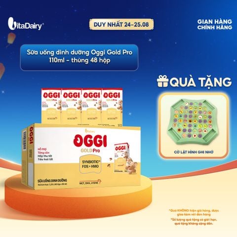 [THÙNG 48 HỘP] Sữa uống dinh dưỡng Oggi Gold Pro- hỗ trợ tối ưu hấp thu, hỗ trợ tăng cân - Hộp 110ml 