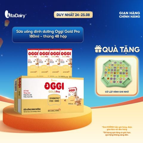  [THÙNG 48 HỘP] Sữa uống dinh dưỡng Oggi Gold Pro - hỗ trợ tối ưu hấp thu, hỗ trợ tăng cân - Hộp 180ml 