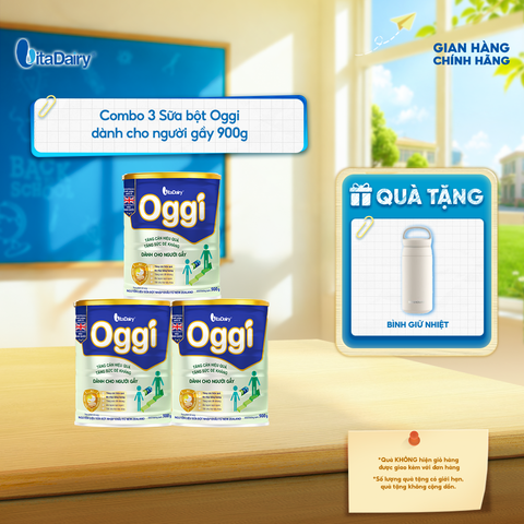  [COMBO 3 LON] Sữa bột Oggi dành cho người gầy - Bổ sung năng lượng, hỗ trợ tăng cân khoẻ - Lon 900g 