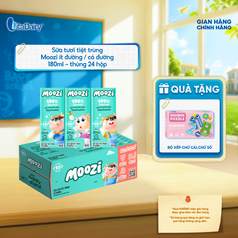  Sữa tươi tiệt trùng Moozi có đường 180ml - Thùng 24 hộp 