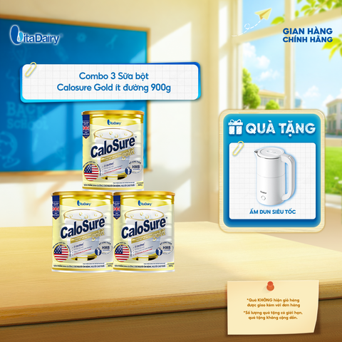  [COMBO 3 LON] Sữa bột CaloSure Gold ít đường 900g - Bổ sung năng lượng, giúp tiêu hoá khoẻ, hỗ trợ xương khớp khoẻ 