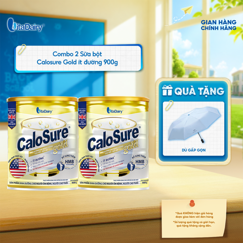  [COMBO 2 LON] Sữa bột CaloSure Gold ít đường 900g - Bổ sung năng lượng, giúp tiêu hoá khoẻ, hỗ trợ xương khớp khoẻ 