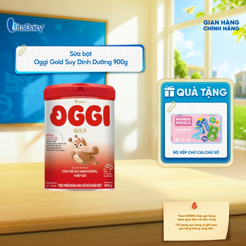  Sữa bột Oggi Gold giúp bé suy dinh dưỡng, thấp còi - Hỗ trợ tăng cân nhanh, tiêu hoá tốt, ngừa táo bón - Lon 900g 