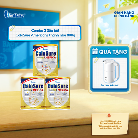  [COMBO 3 LON] Sữa bột CaloSure America vị thanh nhẹ 800g - Bổ sung năng lượng, giúp tiêu hoá khoẻ, hỗ trợ xương khớp khoẻ 