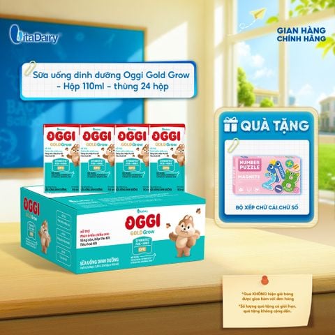  [THÙNG 24 HỘP] Sữa uống dinh dưỡng Oggi Gold Grow phát triển chiều cao, hỗ trợ hấp thu - Hộp 110ml 