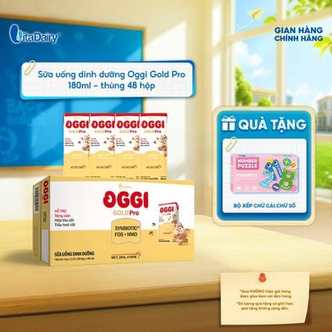  [THÙNG 48 HỘP] Sữa uống dinh dưỡng Oggi Gold Pro - hỗ trợ tối ưu hấp thu, hỗ trợ tăng cân - Hộp 180ml 