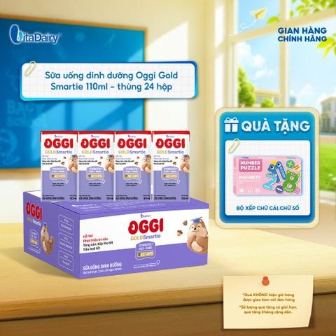  [THÙNG 24 HỘP] Sữa uống dinh dưỡng Oggi Gold Smartie phát triển trí não, hỗ trợ hấp thu - Hộp 110ml 