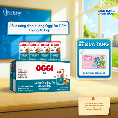  Sữa uống dinh dưỡng Oggi BA hương Váng sữa 110ml - thùng 48 hộp - VitaDairy 