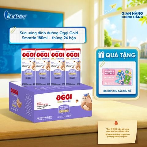  [THÙNG 24 HỘP] Sữa uống dinh dưỡng Oggi Gold Smartie phát triển trí não, hỗ trợ hấp thu - Hộp 180ml 