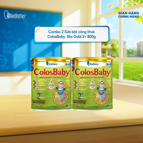  [COMBO 2 LON] Sữa bột Colobaby Bio Gold 2+ 800g có chứa sữa non, hỗ trợ hệ tiêu hóa khỏe mạnh - VitaDairy 