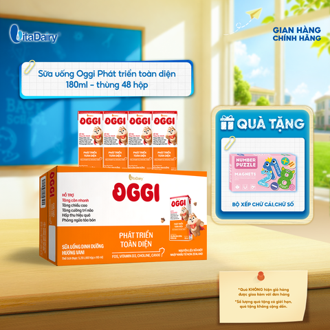  Sữa uống dinh dưỡng Oggi Phát triển toàn diện 180ml - Thùng 48 hộp - VitaDairy 