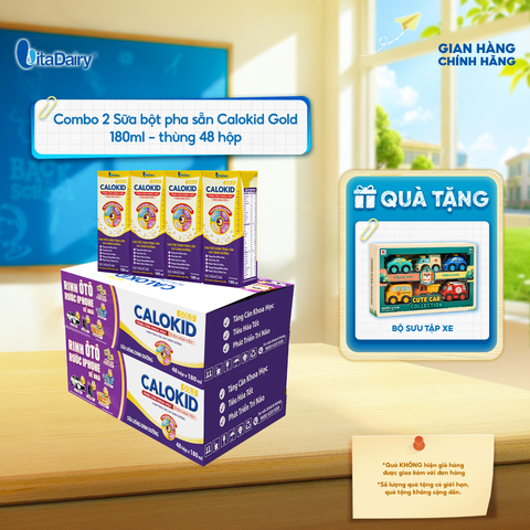  [COMBO 2 THÙNG 48 HỘP] Thức uống dinh dưỡng Calokid Gold 180ml - Thơm ngon dễ uống, Bé thích mê 