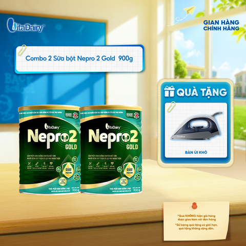  [COMBO 2 LON] Sữa bột Nepro 2 Gold - Phù hợp cho người bệnh suy thận có lọc máu ngoài - Lon 900g 