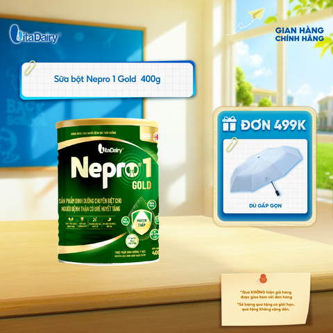  Sữa bột Nepro 1 Gold 400g - Phù hợp cho người bệnh suy thận có lọc máu ngoài, bổ sung dinh dưỡng 