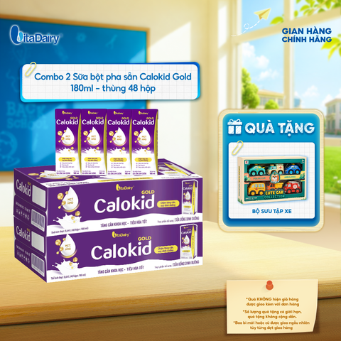  [COMBO 2 THÙNG 48 HỘP] Thức uống dinh dưỡng Calokid Gold 180ml - Thơm ngon dễ uống, Bé thích mê 
