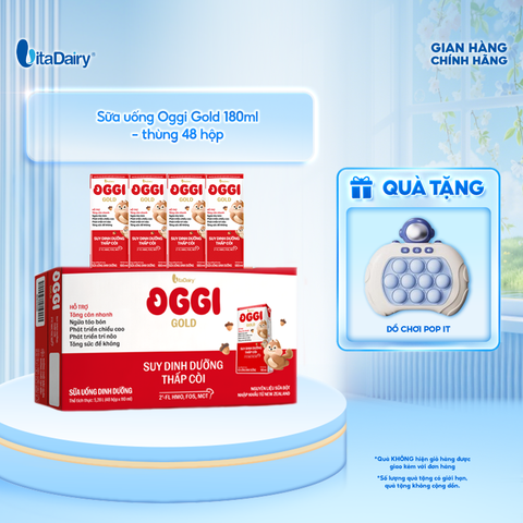  Sữa uống dinh dưỡng Oggi Gold giúp bé suy dinh dưỡng, thấp còi - Hộp 180ml - thùng 48 hộp - VitaDairy 