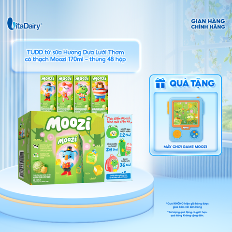  Thức uống dinh dưỡng từ sữa Hương Dưa Lưới Thơm có thạch Moozi 170ml - Thùng 48 hộp 