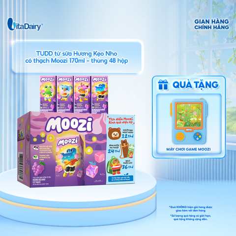  Thức uống dinh dưỡng từ sữa Hương Kẹo Nho có thạch Moozi 170ml - Thùng 48 hộp 
