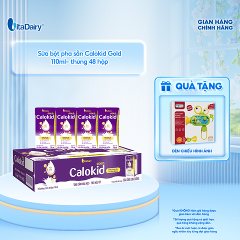  [THÙNG 48 HỘP] Thức uống dinh dưỡng Calokid Gold 110ml - Thơm ngon dễ uống, Bé thích mê 